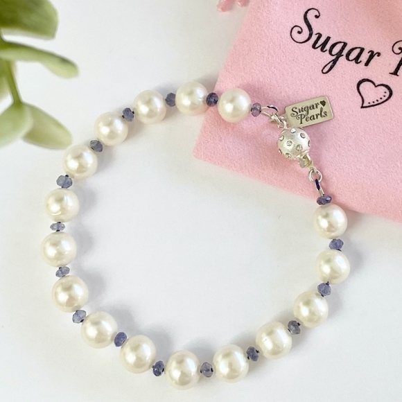 Sugar Pearls Jewelry - Freshwater Pearl and Iolite Bracelet